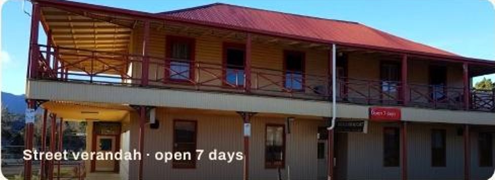 Street verandah of Mt Lyell Motor Inn on Orr Street, Queenstown